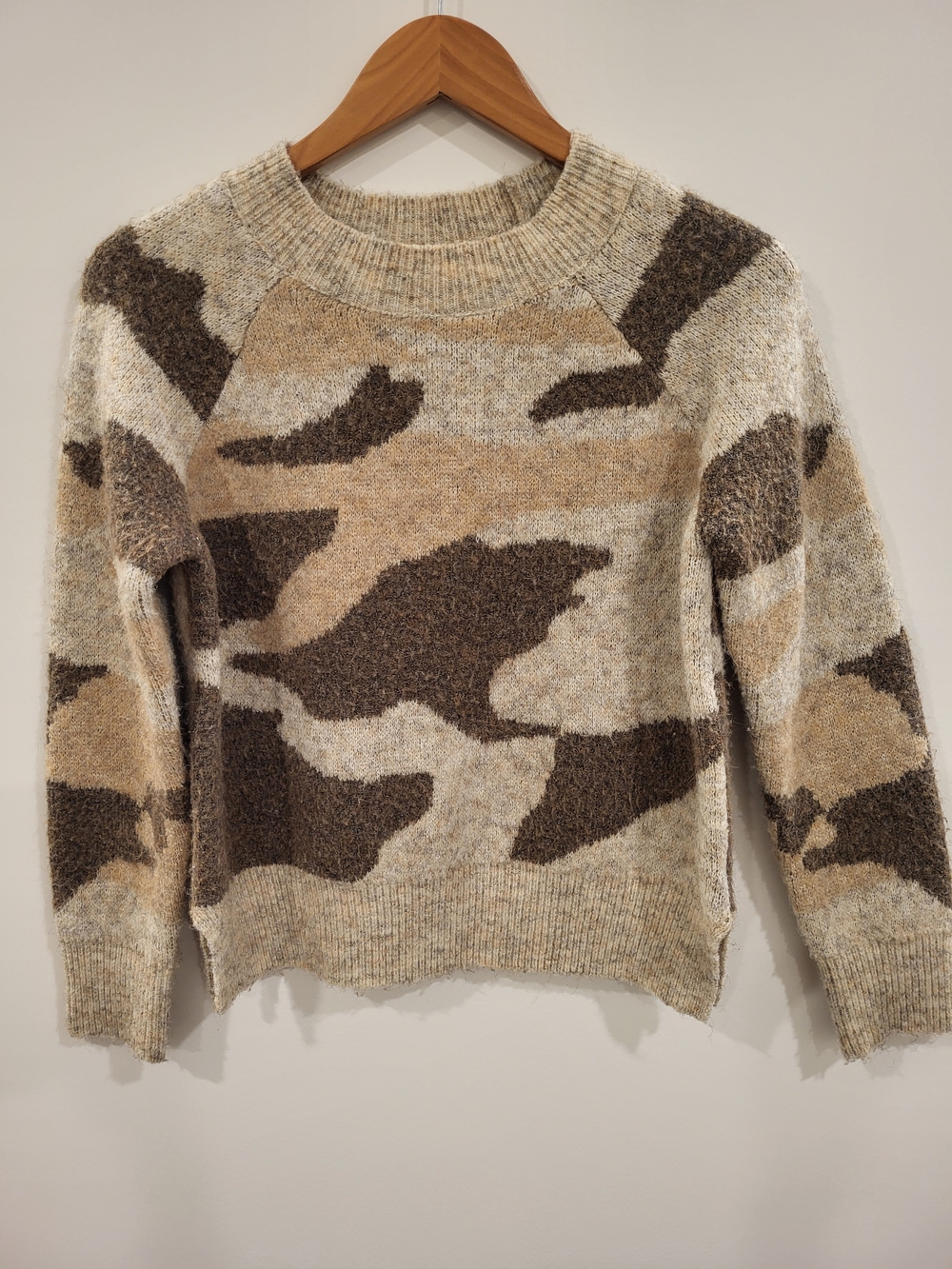 Moth Anthropologie Cozy Camouflage Crewneck Sweater - Beige/Brown